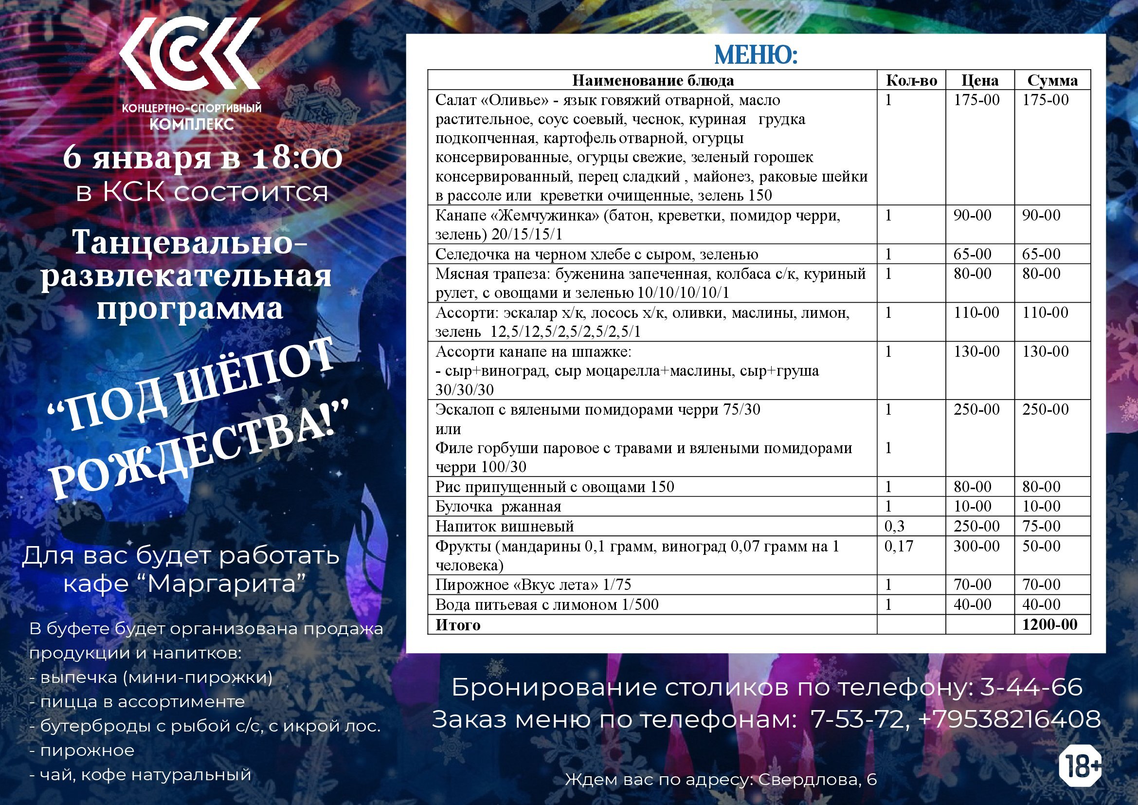 меню на 6.01.2024 дискотека 1